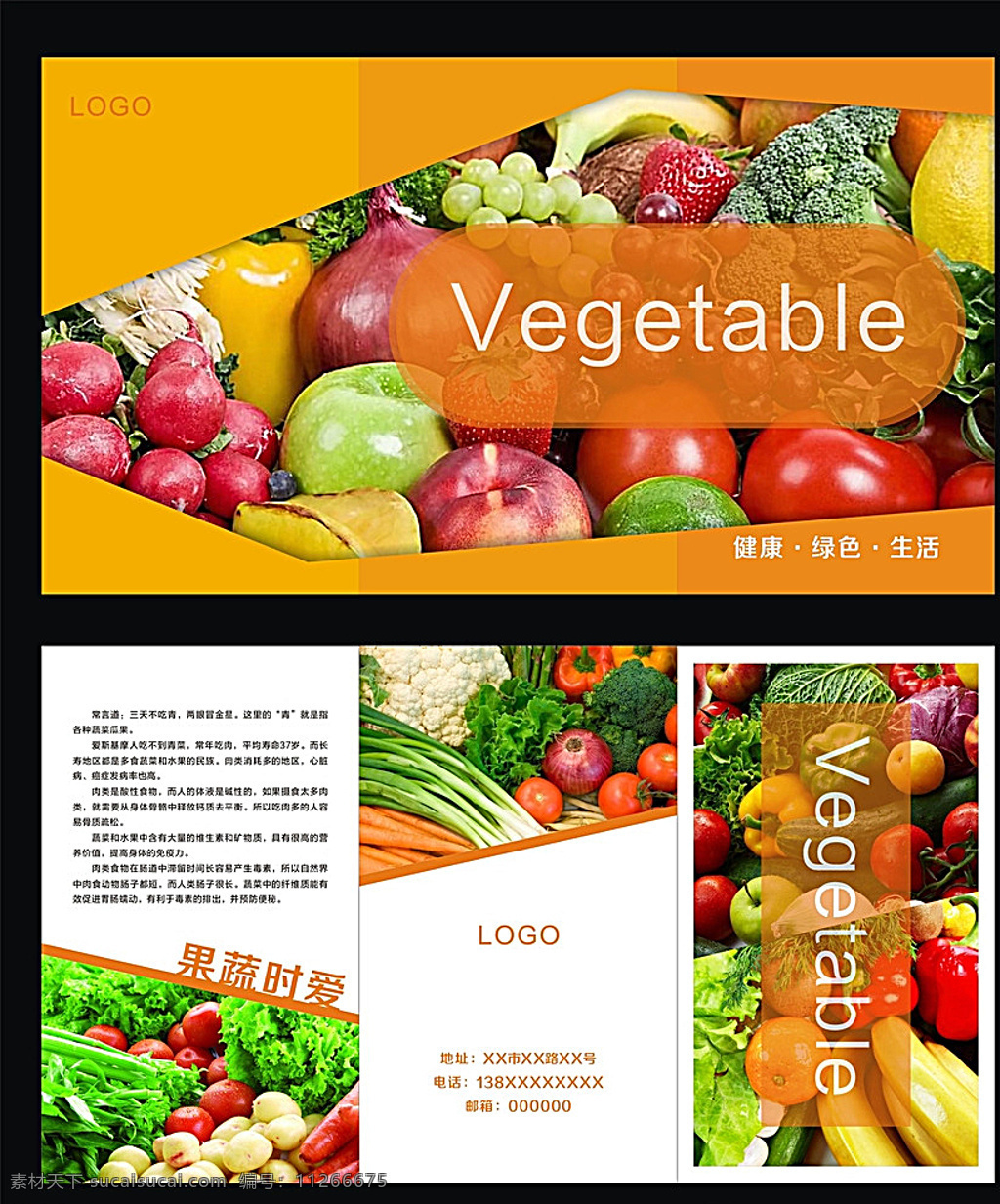 蔬菜折页 折页 蔬菜 三折页 水果 vegetable 画册设计 黑色