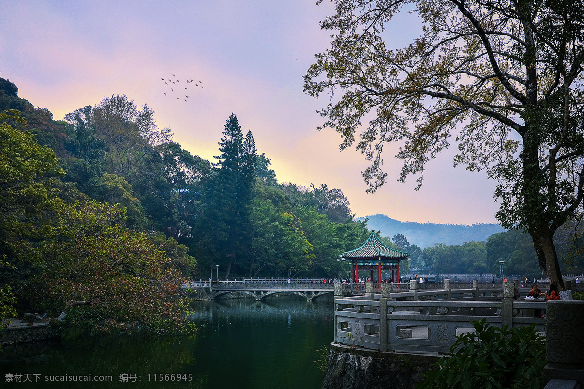 罗浮山 白莲 湖 湖心亭 广东 惠州 博罗 自然景观 山水风景