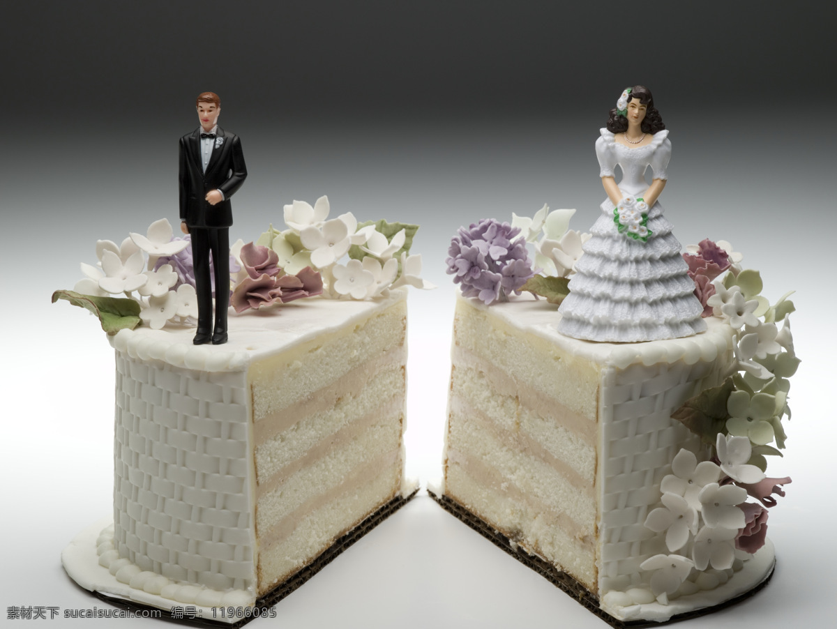 切开 蛋糕 新郎 新娘 花朵 婚姻 离婚 生活人物 人物图片
