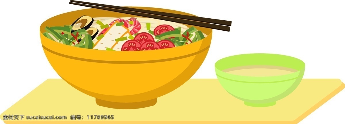 面食 美食 原创 卡通 食物 拉面 碗筷 汤碗 元素 传统食物 特色食物