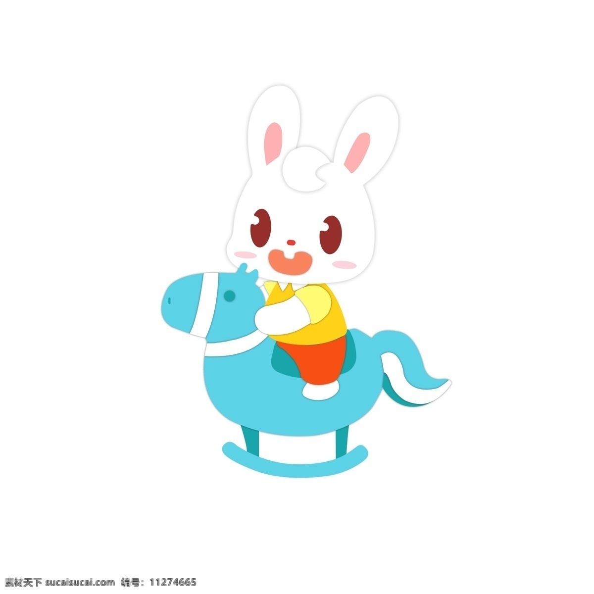 卡通 可爱 骑 木马 兔子 蓝色 黄色 红色 骑木马 手绘 手绘兔子 卡通兔子 卡通木马 可爱兔子
