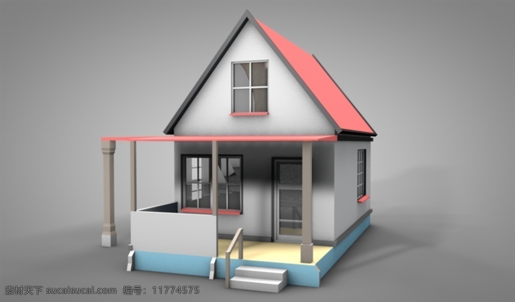 c4d 模型 家 房子 小 别墅 动画 工程 像素 小别墅 简约 渲染 c4d模型 3d设计 其他模型