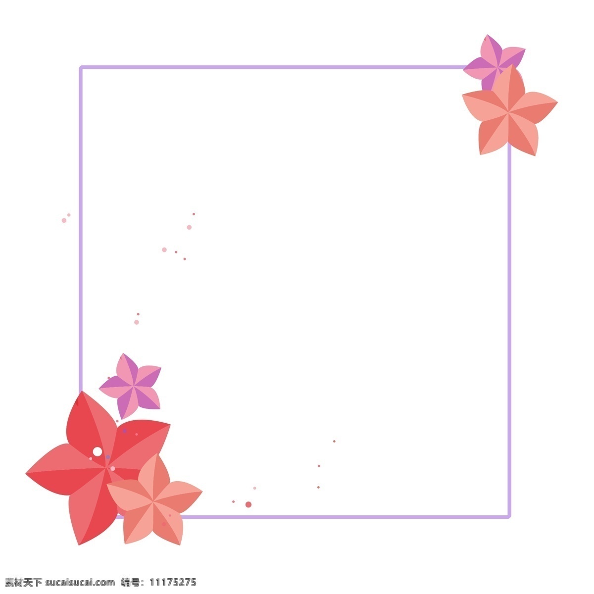 卡通 花朵 装饰 边框 卡通边框 红色花朵 紫色边框 花朵边框 边框装饰 马卡龙边框 正方形边框