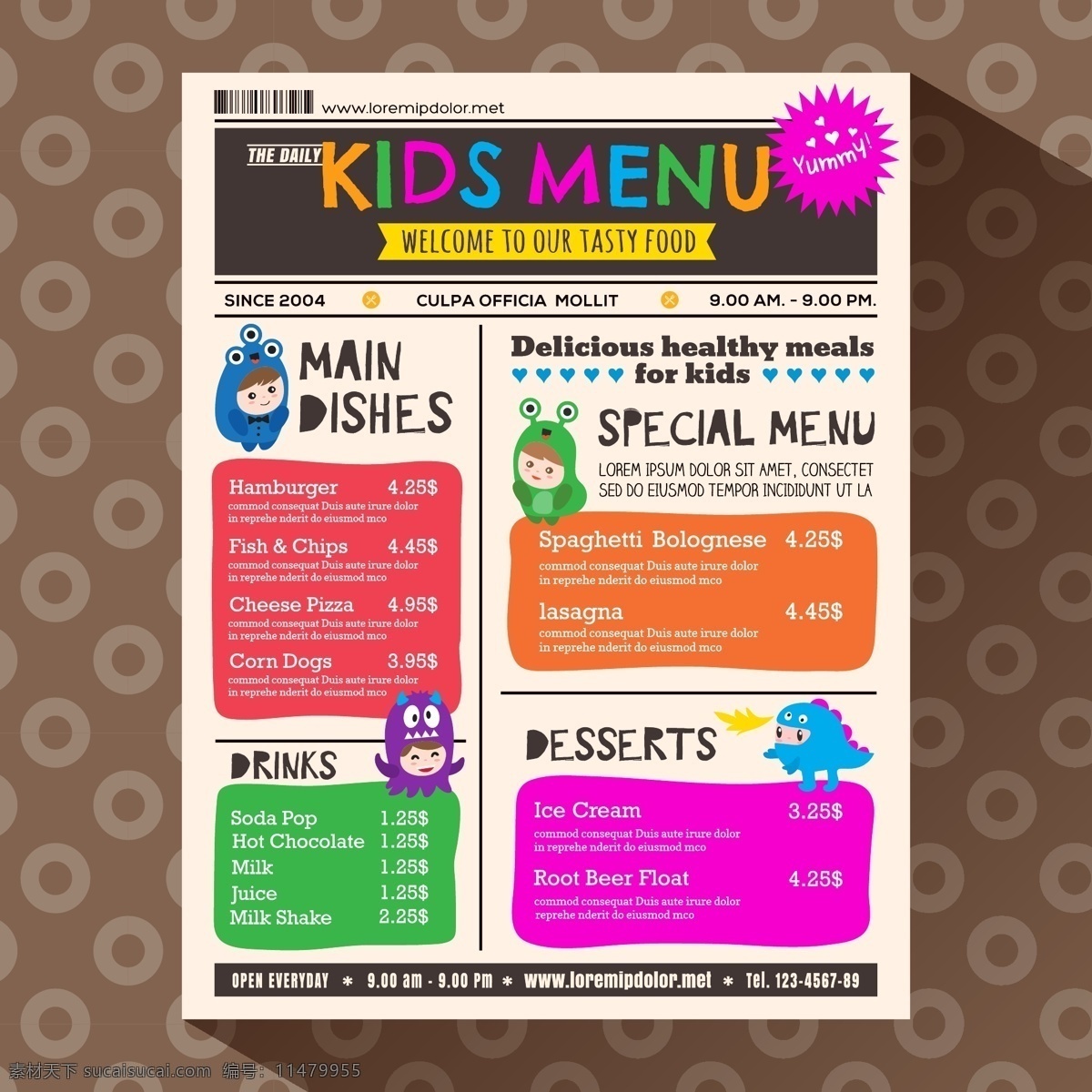 儿童美食菜单 儿童 美食 菜单 可爱 多彩 活力 美食菜单 儿童菜单 广告海报设计 菜单菜谱