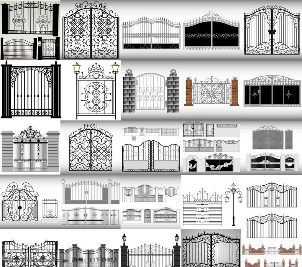 铁门大门 铁门 大门 铁艺 豪宅大门 别墅大门 别墅铁门 大铁门 小铁门 铁大门 欧式铁门 欧式大门 豪华 气派 时尚 潮流 花纹 矢量