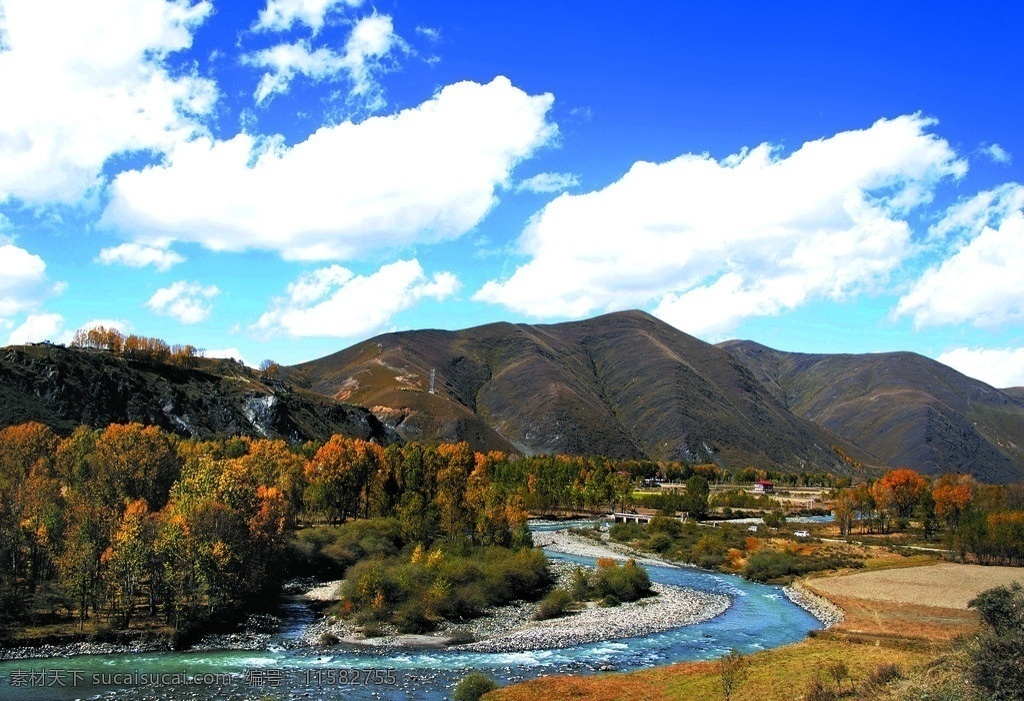 新都桥 山水 自然风光 蓝天 白云 山水风景 自然景观