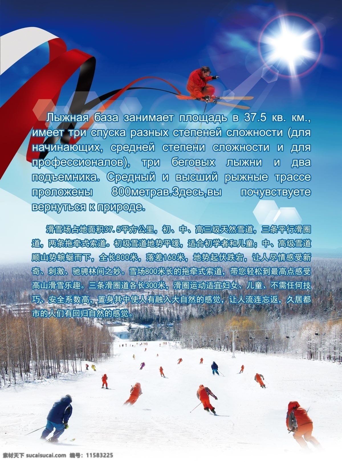 反正面 滑雪场 宣传 dm 单 绥芬河 森林公园 旅游 景点 滑雪 分层