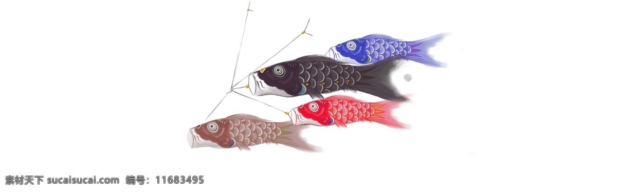 彩色 灯笼 鱼 装饰 元素 灯笼鱼 和风 图案