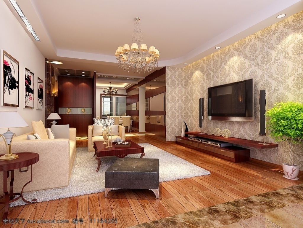 欧式 简约 客厅 模型 3d模型 欧式家具 沙发茶几 室内设计 max 棕色