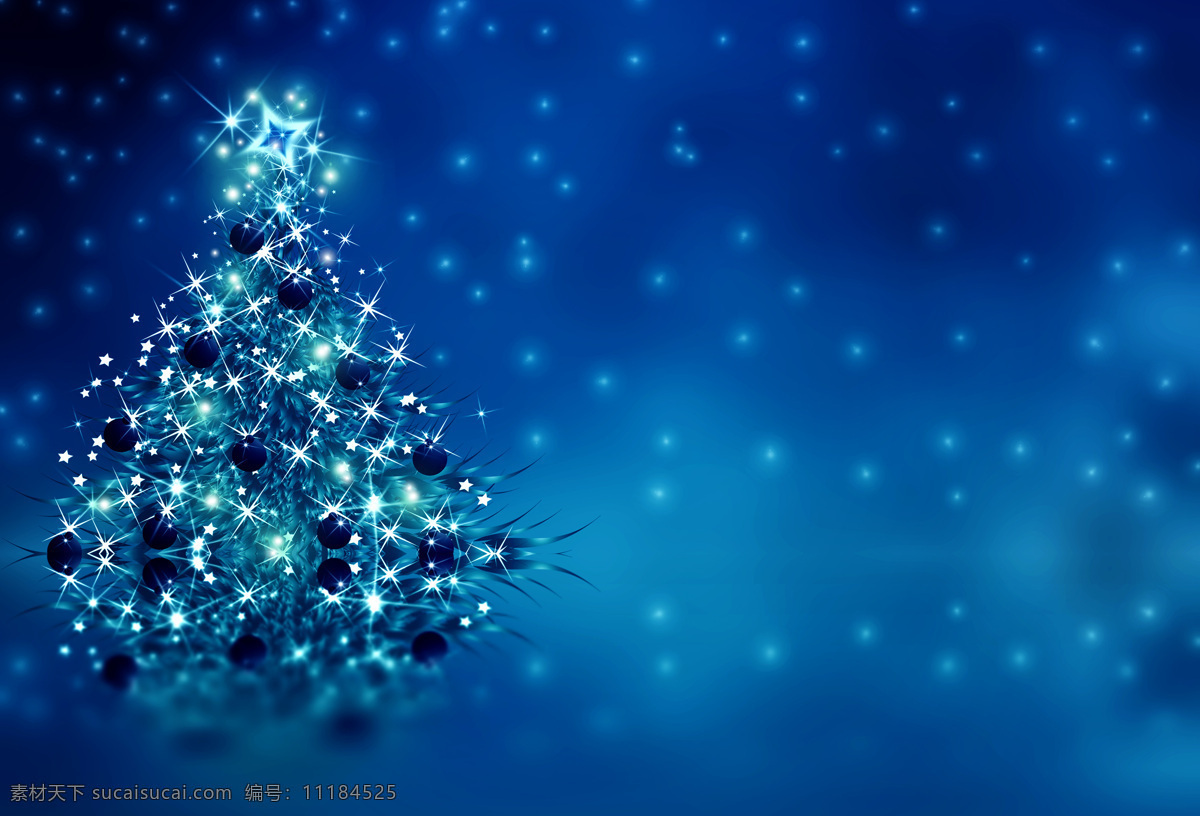 圣诞 树上 星光 蓝色背景 光斑 圣诞树 圣诞节 其他类别 生活百科
