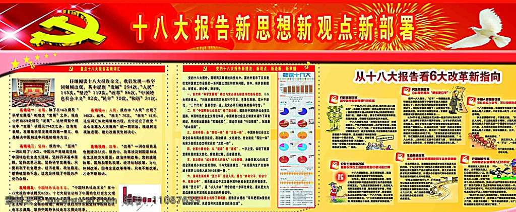 十八大精神 十八大宣传栏 学习十八大 十八大标语 十八大背景 十八大展板 喜迎十八大 十八大板报 十八大会议 党徽 十八大 十八大文化 红色