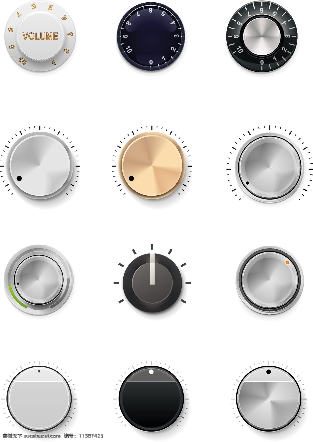 不同 样式 刻度 调节 按钮 不同样式 调节按钮 表盘 生活用品 生活百科 边框底纹 背景图案 矢量素材 白色