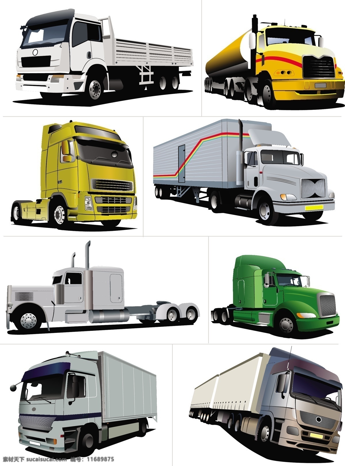 矢量大卡车 矢量 大卡车 货车 厢式车 拖挂车 制作 现代科技 交通工具