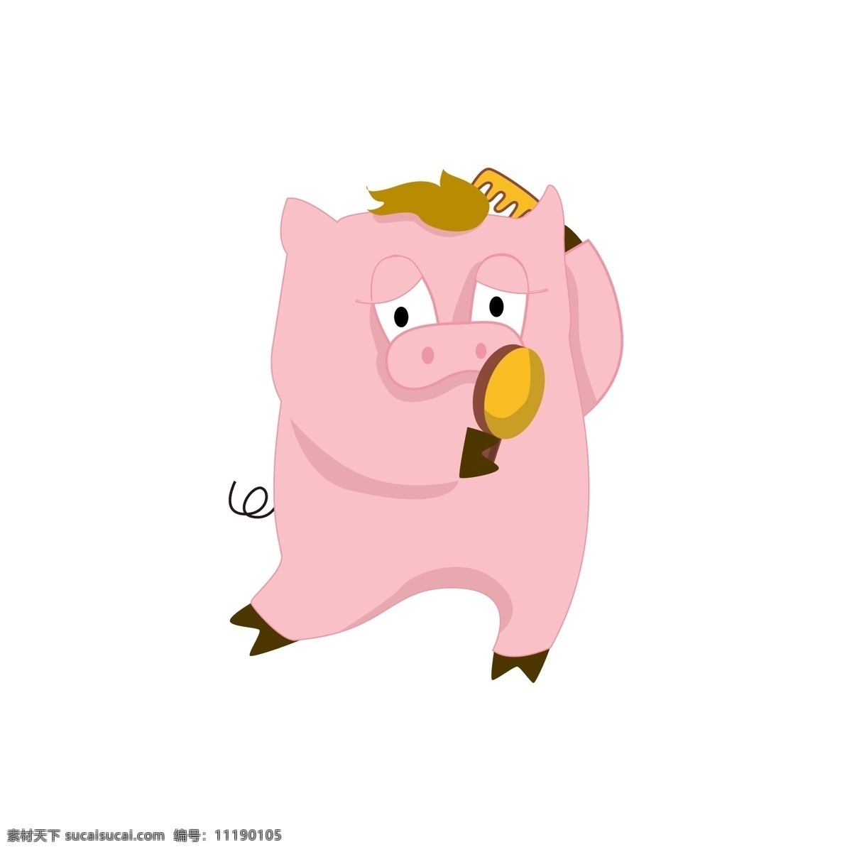 简约 猪年 卡通 猪 形象 表情 包 可爱 风格 臭美 照镜子 卡通猪 表情包 梳头发 猪元素 可爱卡通 猪形象