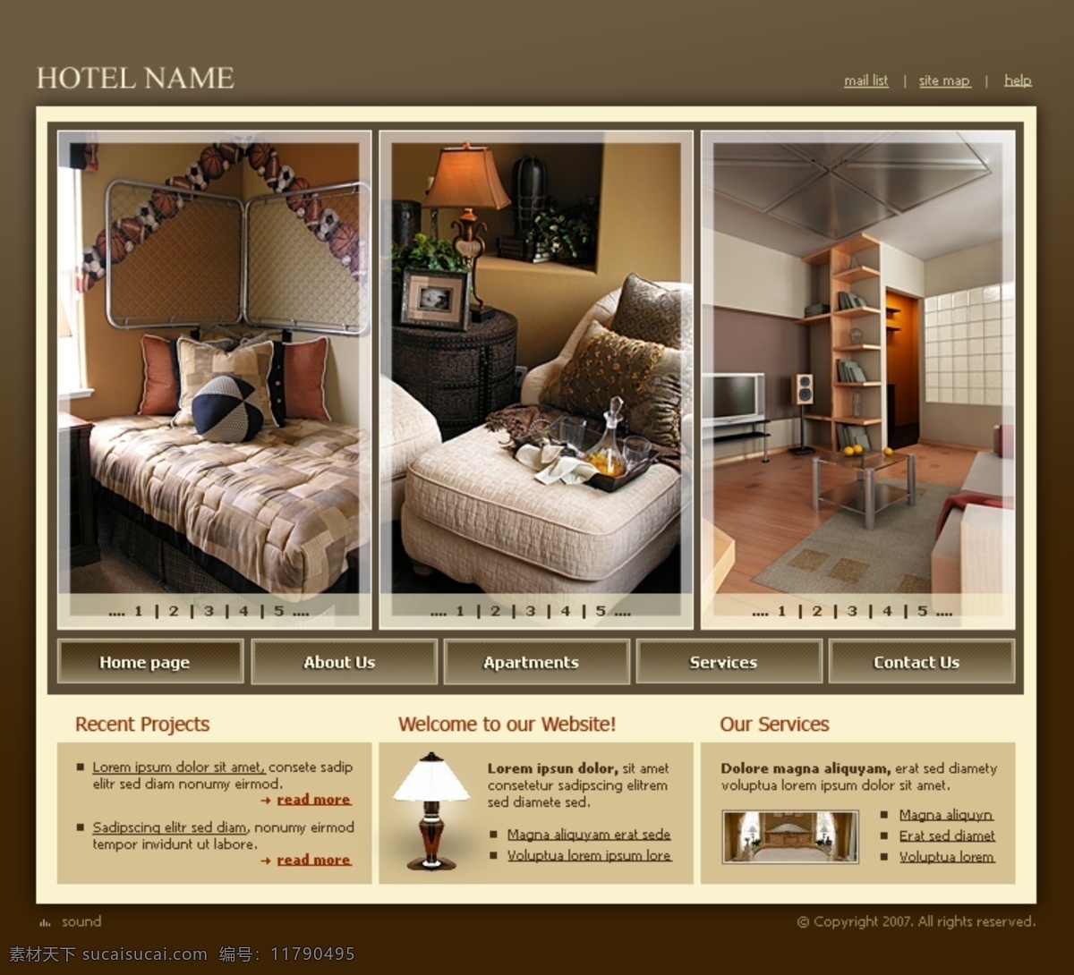 豪华 现代 酒店 psd素材 网页素材 欧美风格 欧美网页模板 网页模板 豪华现代酒店