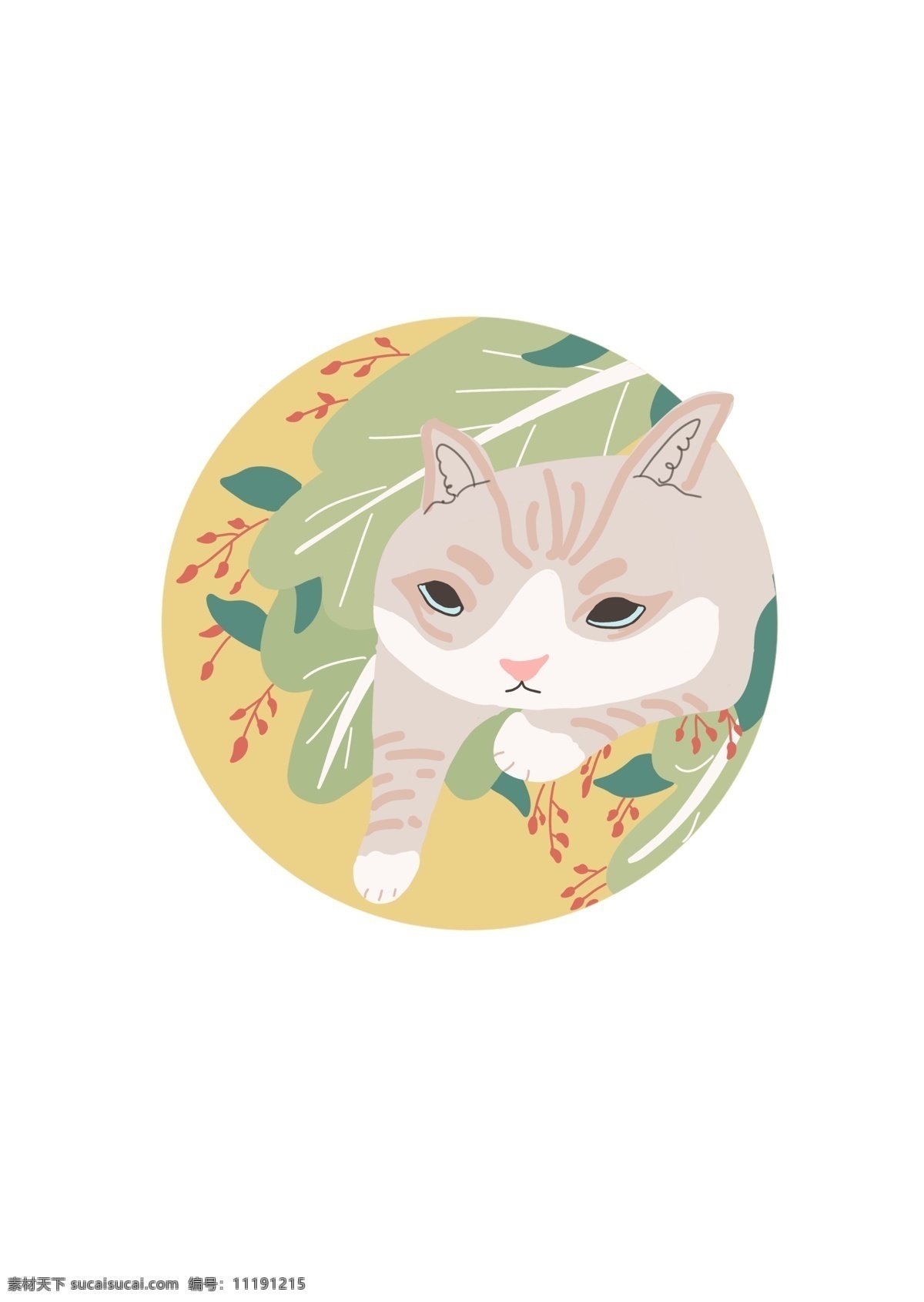 原创 手绘 清新 日式 可爱 猫咪 小猫 元素 猫元素 猫素材 手账 猫咪头像