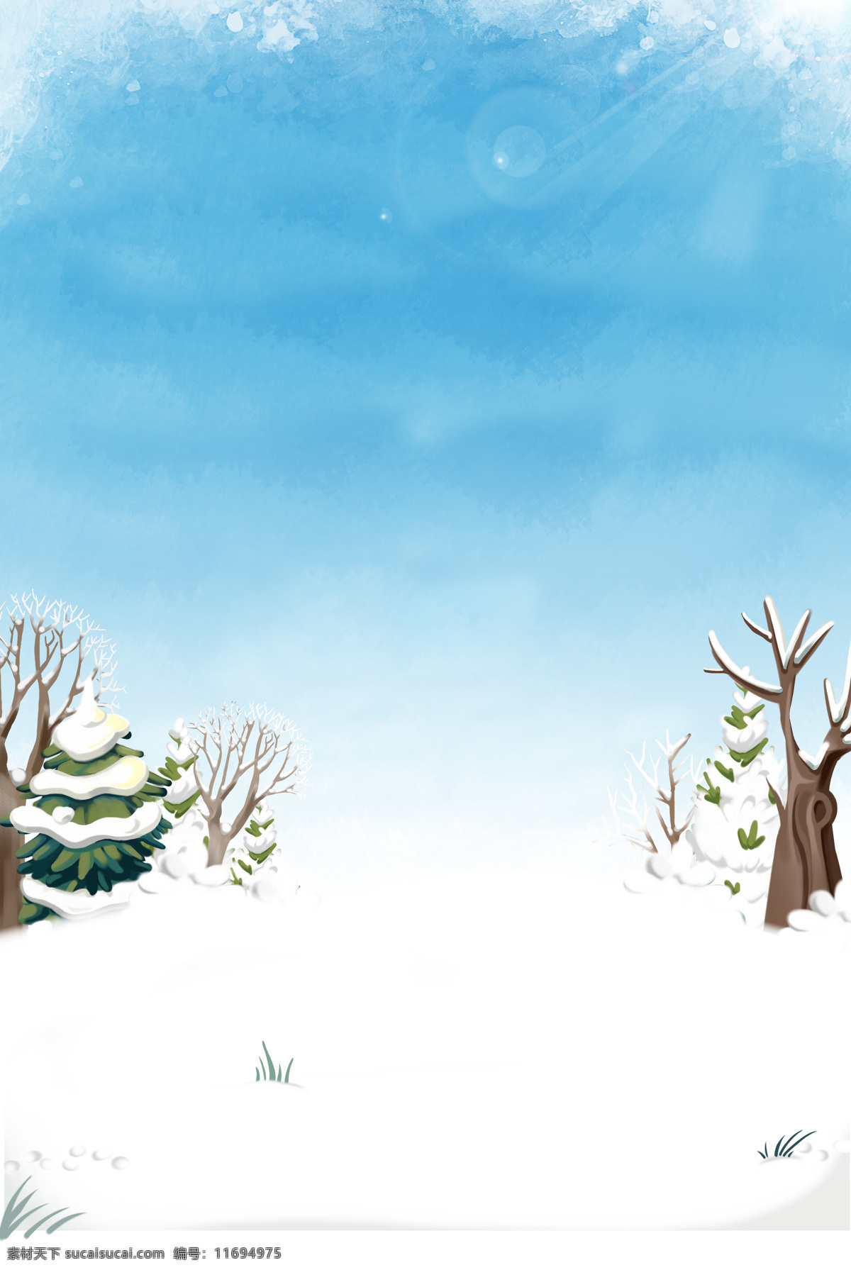 冬季 扁平 简洁 卡通 背景 冬天 树木 雪地 积雪 手绘 圣诞节 圣诞树