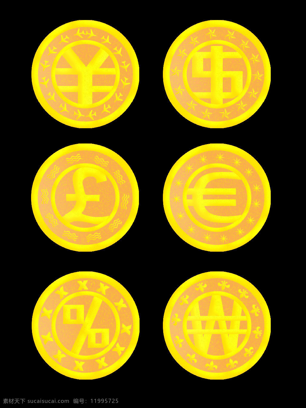 d 金币 风格 商用 元素 金钱 商务办公 金色 立体 模板 逼真 图标 系列