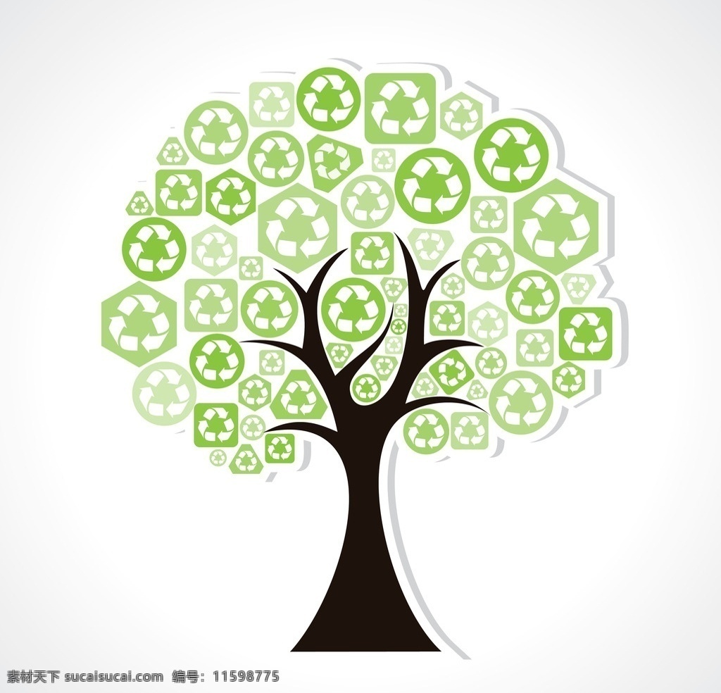 树木 绿植 循环标志 绿树 生态 环保 手绘树木 树木贴图 植物 生物世界 矢量 树木树叶