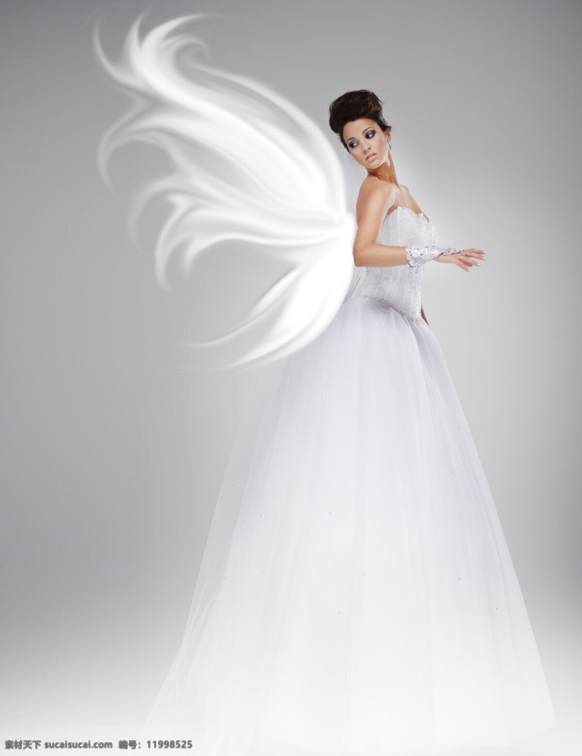 创意 婚纱照 天使 新娘 高清 婚纱摄影 白色 婚纱 礼服