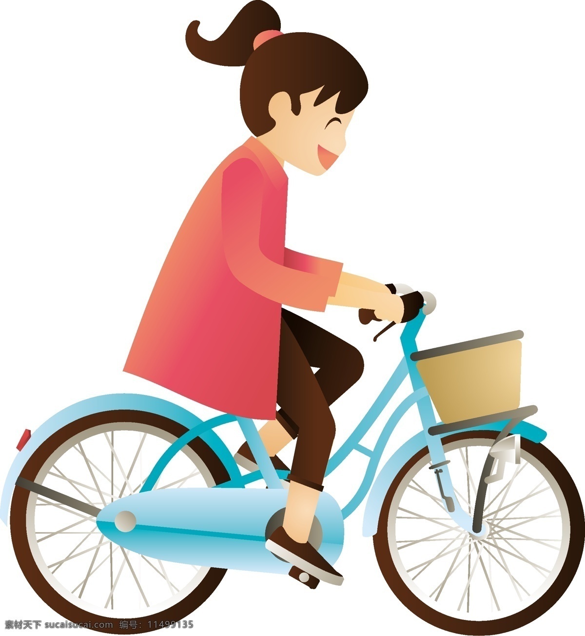 卡通 矢量 手绘 正在 骑 自行车 女孩 卡通矢量 手绘骑自行车 外出 郊游 骑行 踏青 旅游 上学 单车 骑自行车的人