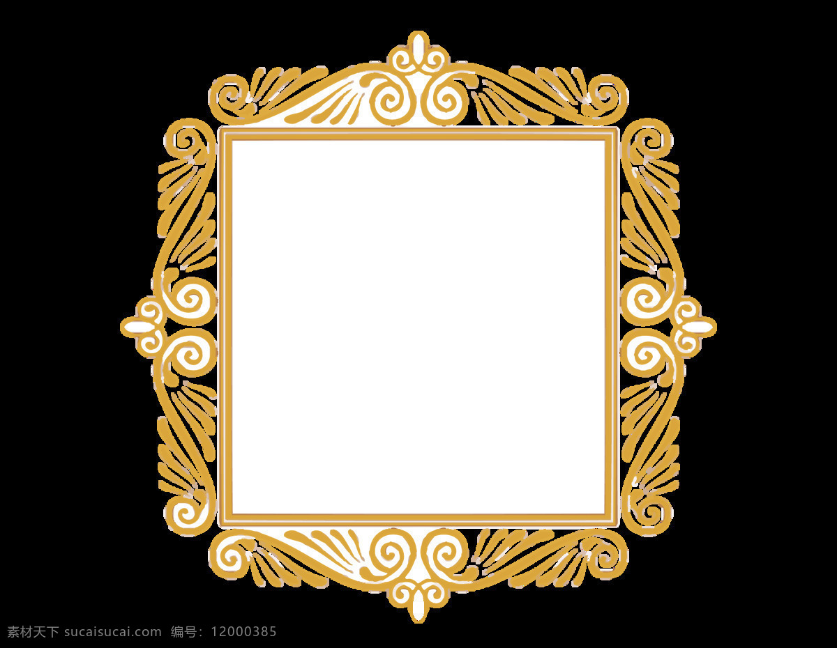卡通 黄色 花纹 边框 元素 png元素 镜子 免抠元素 透明素材 相框