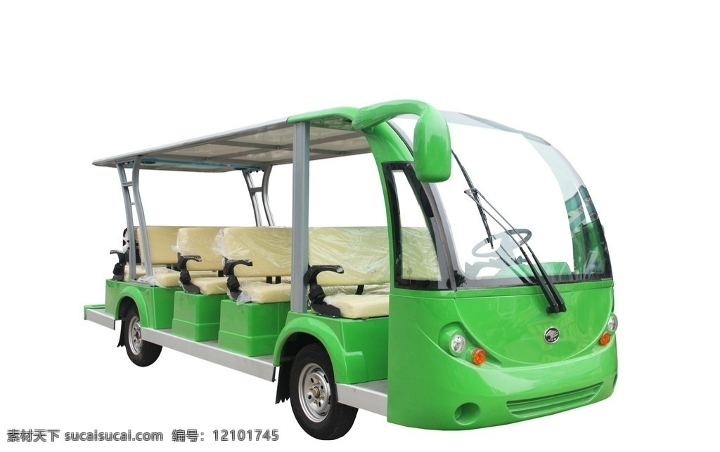 绿色 观光车 电瓶车 景区 高清素材 现代科技 交通工具