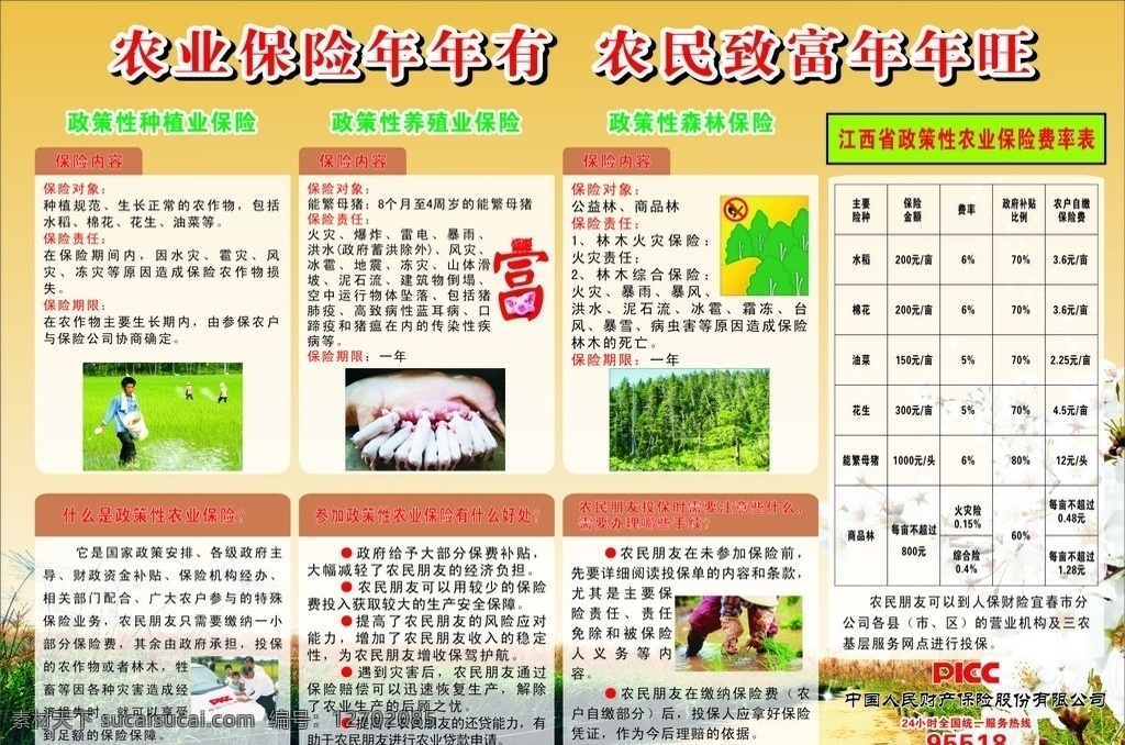 中国 人保 财险 海报 人保财险 dm picc 农业保险 农林保险 森林保险 矢量