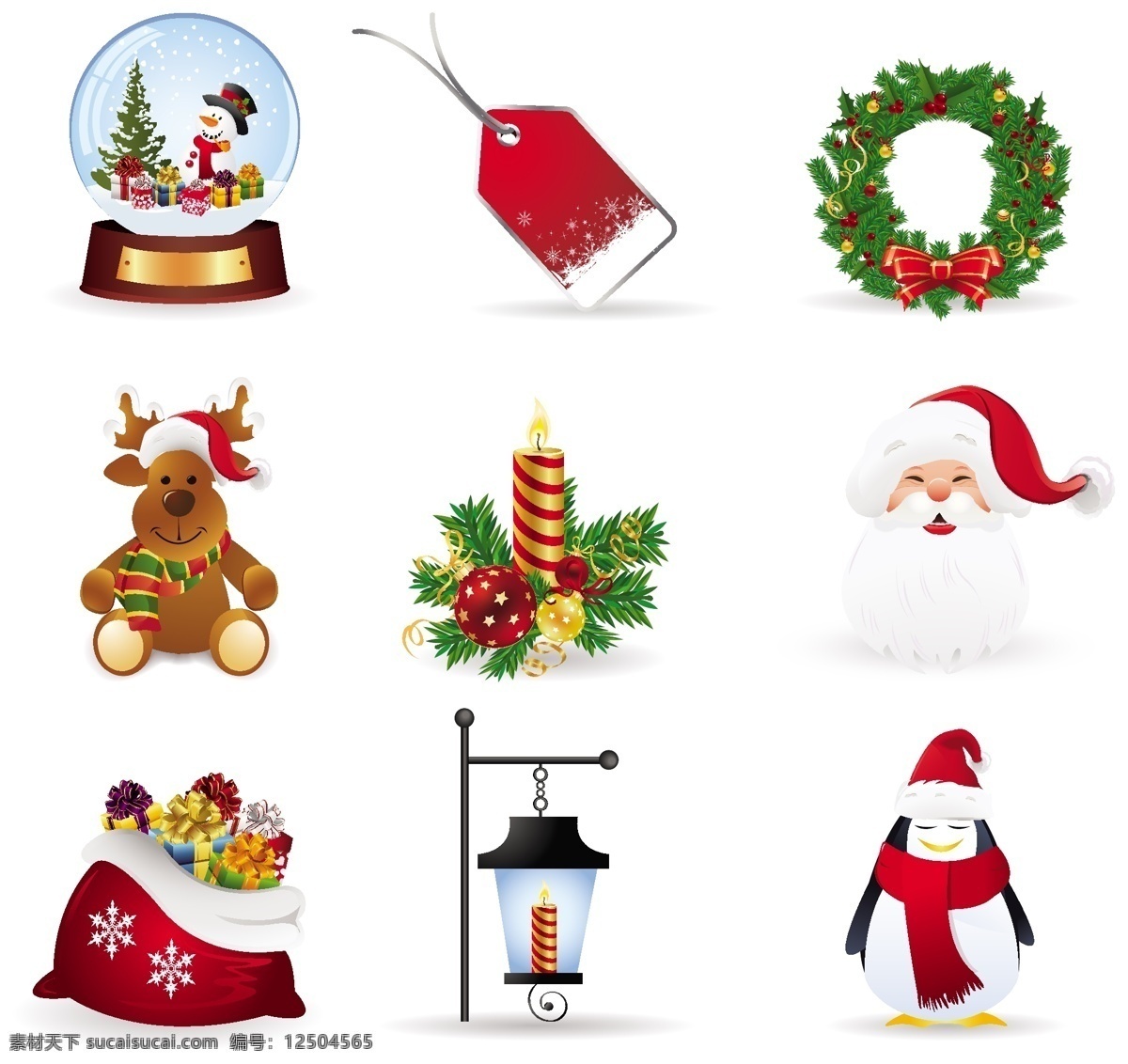 圣诞节 元素 矢量 二 灯 房子 花环 节日 蜡烛 礼物 麋鹿 人物 圣诞老人 袜子 雪橇 雪人 雪花 手套 圣诞树 天使 节日素材