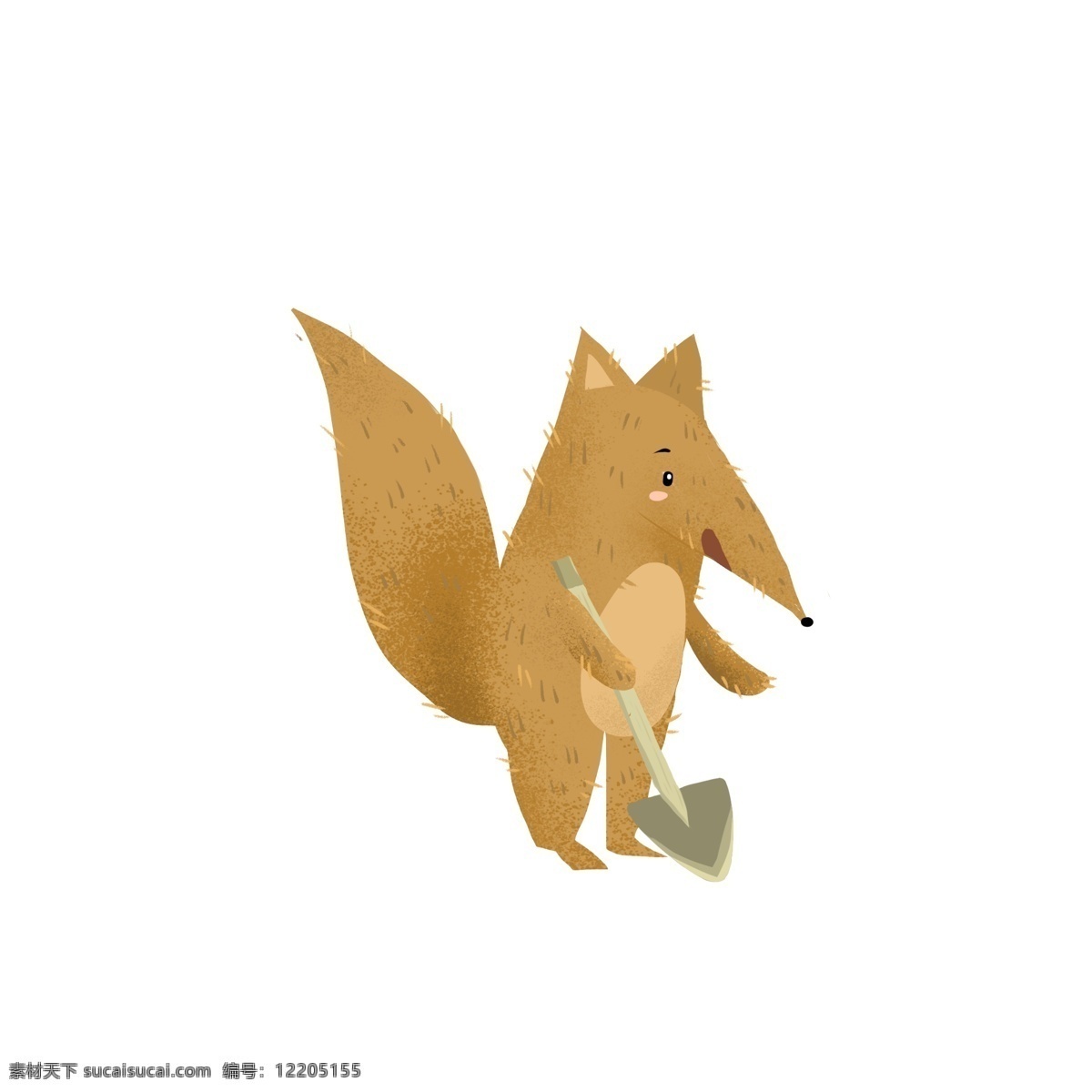卡通 手绘 铲子 狐狸 创意 动物 插画 森林动物