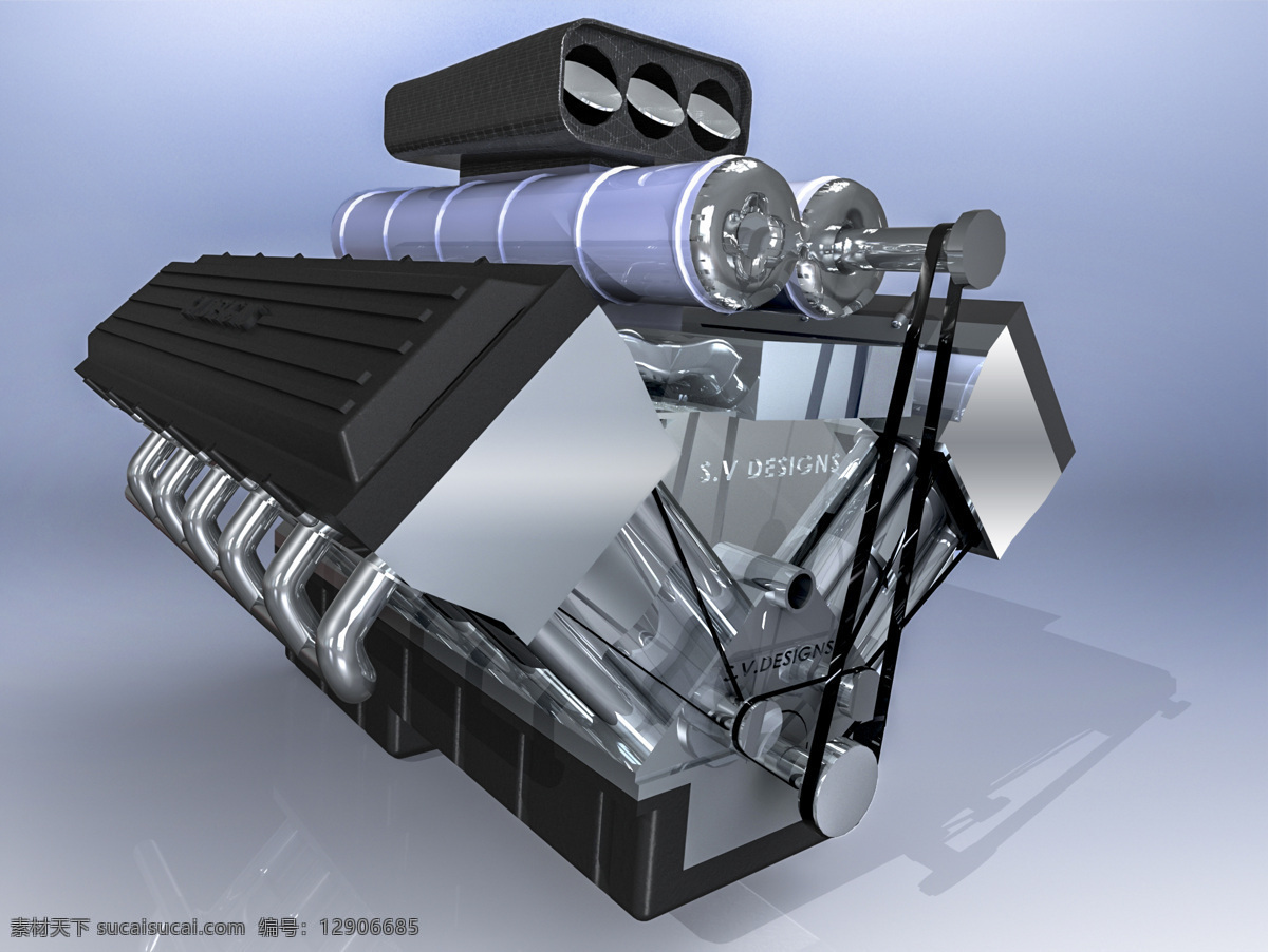 v12 引擎 发动机 solidworks 3d模型素材 其他3d模型