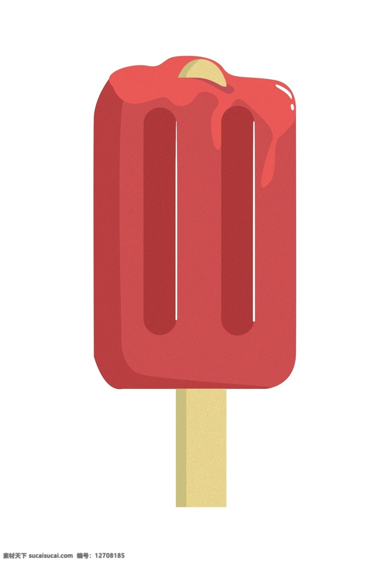 卡通红色雪糕 甜食 冰棍 红色