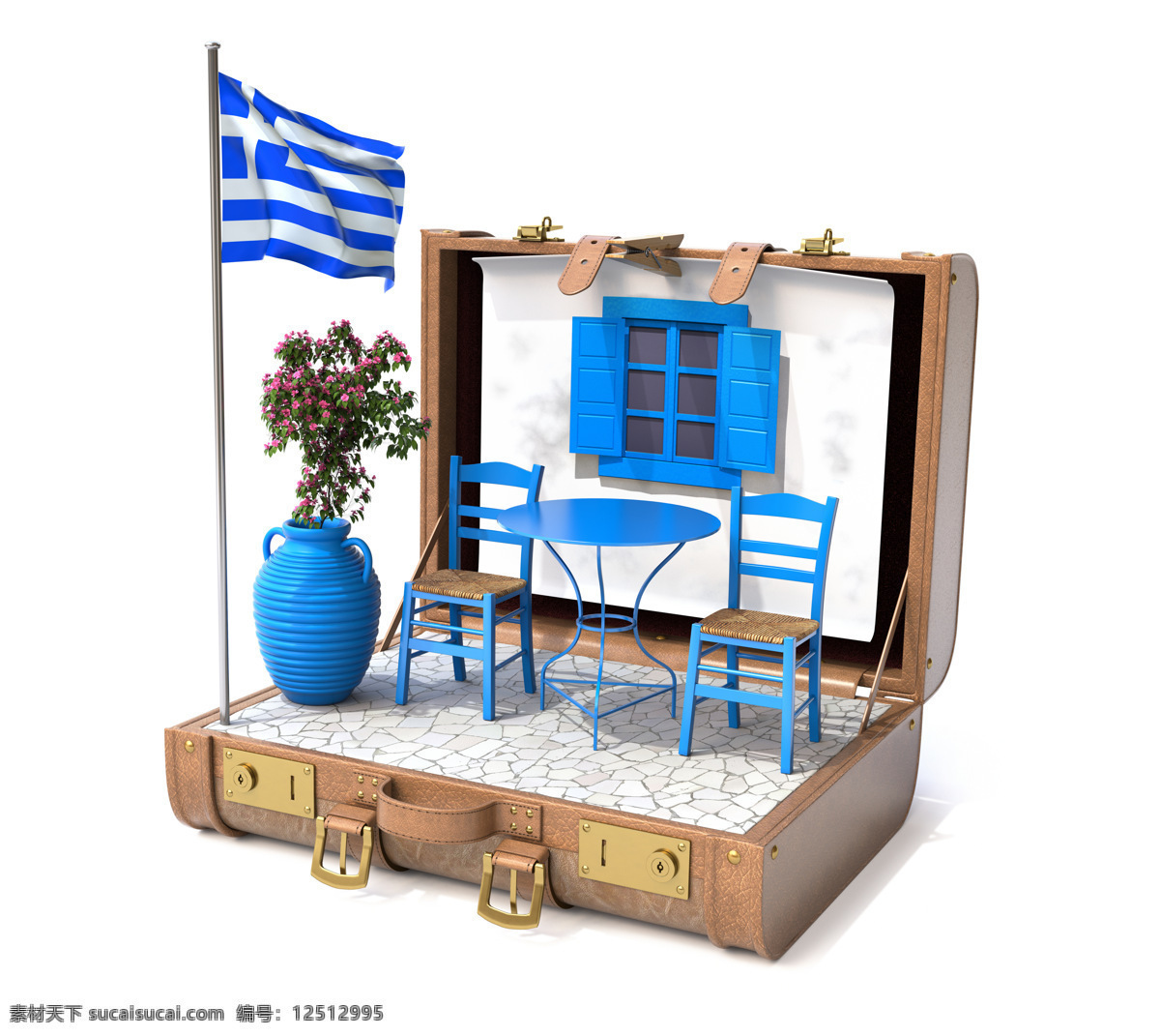 希腊 国旗 房子 希腊国旗 希腊文化 国旗背景 旗帜 椅子 旅行箱 地图图片 生活百科