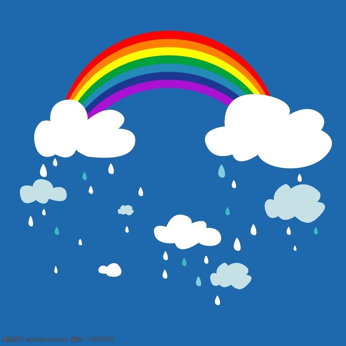 印花 矢量图 彩虹 服装图案 天空 印花矢量图 雨滴 云彩 面料图库 服装设计 图案花型