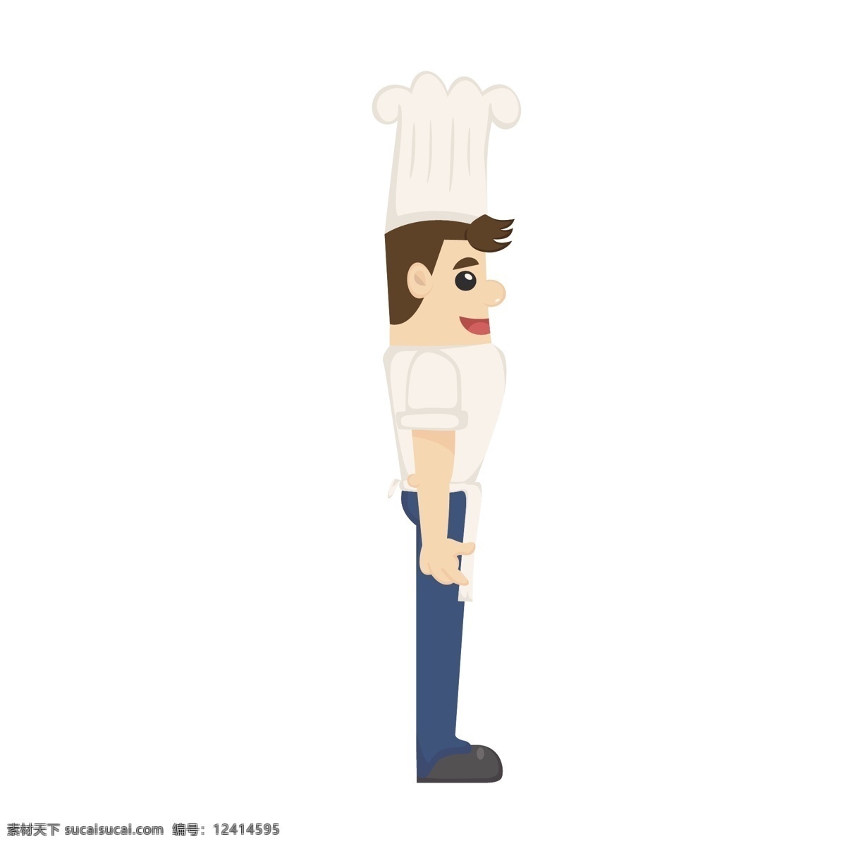 个性 瘦瘦 侧面 厨师 矢量 侧面站姿 站姿 个性厨师 瘦瘦的厨师 卡通 卡通厨师 白色 白色制服 制服 厨师职业