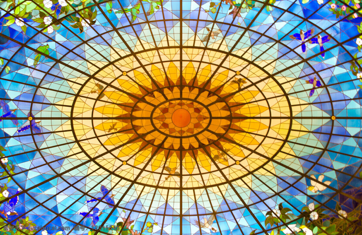 香港 时代广场 穹顶 玻璃 图案 底纹 中世纪 教堂 文化艺术