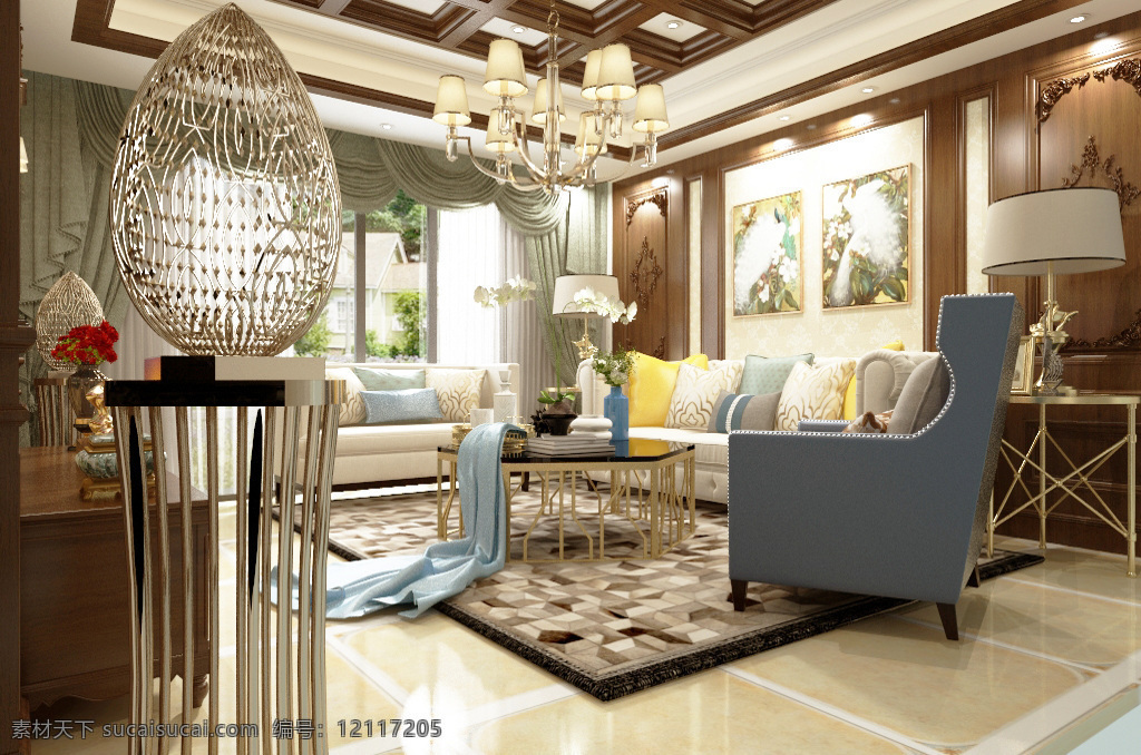 温馨 舒适 美式 客厅 装饰装修 效果图 客厅效果图 室内设计 美式客厅 美式风格 室内装修 3d模型