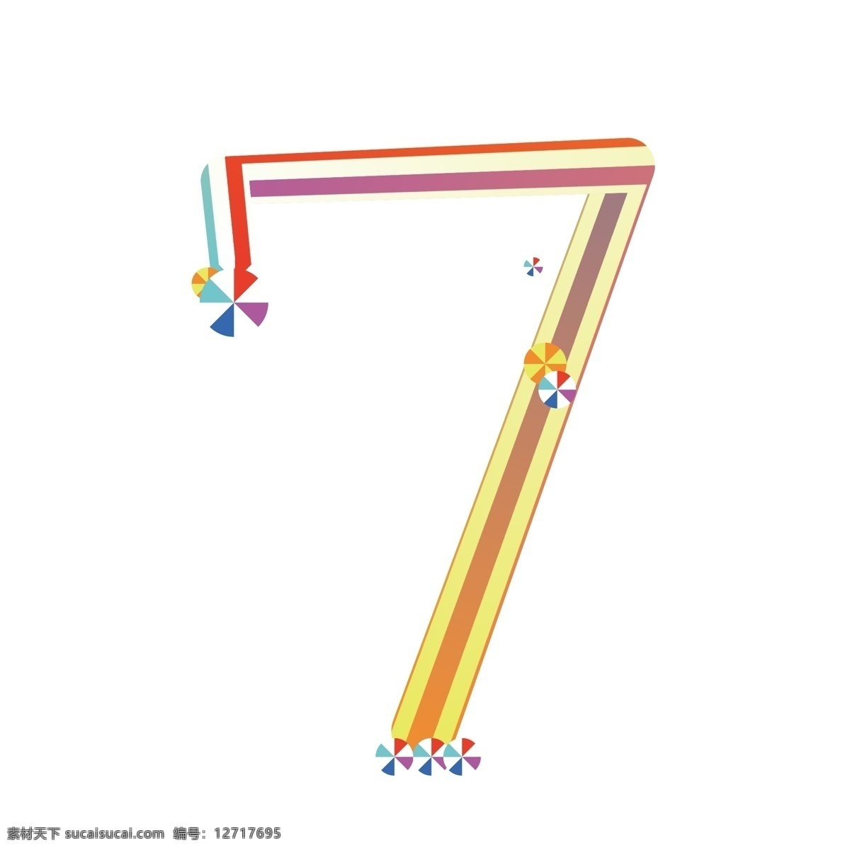 双十 倒计时 数字7 糖果字 字体设计 创意设计 彩虹字