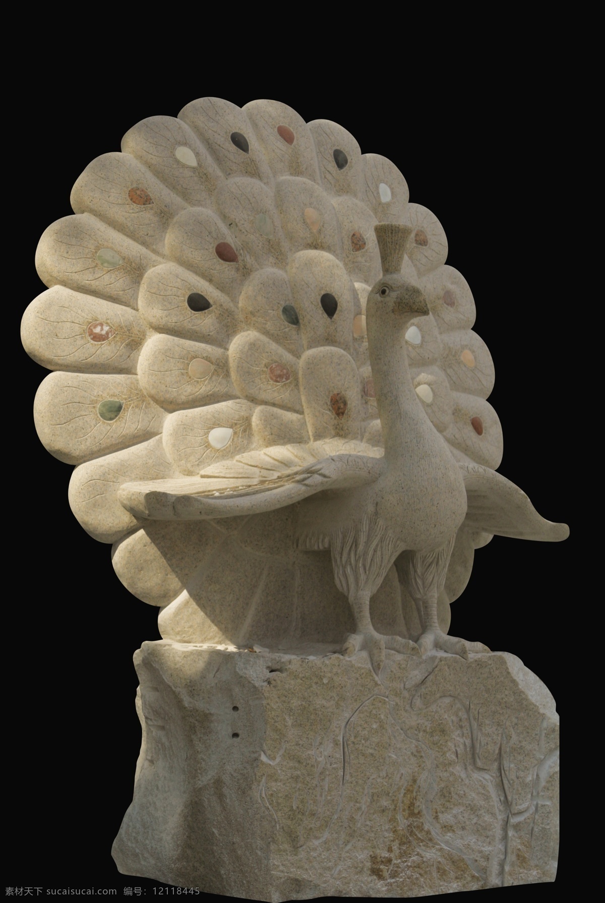 开屏 孔雀 雕塑 孔雀雕塑 美丽的孔雀 动物雕塑 psd源文件