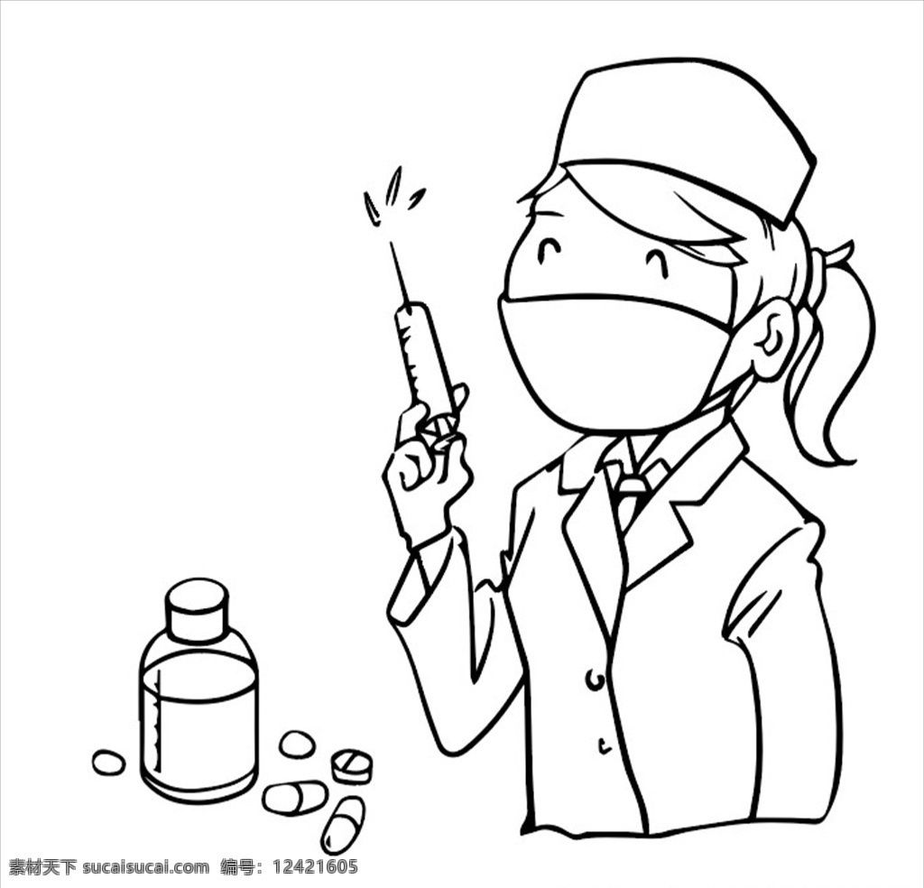 医生 护士 药剂师 防疫 逆行英雄 打针 疫情 卡通设计