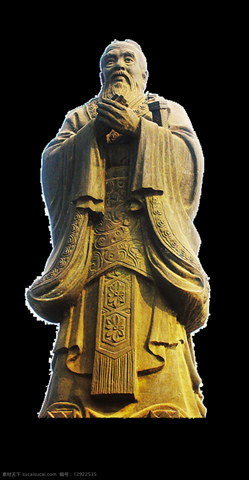 孔子 传统文化 儒家 雕塑 石像 元素 免扣 学习