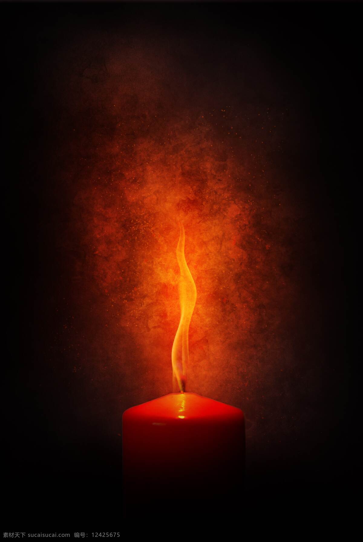 蜡烛光 黑色 背景 橘红色 蜡烛 光 生活百科 生活素材