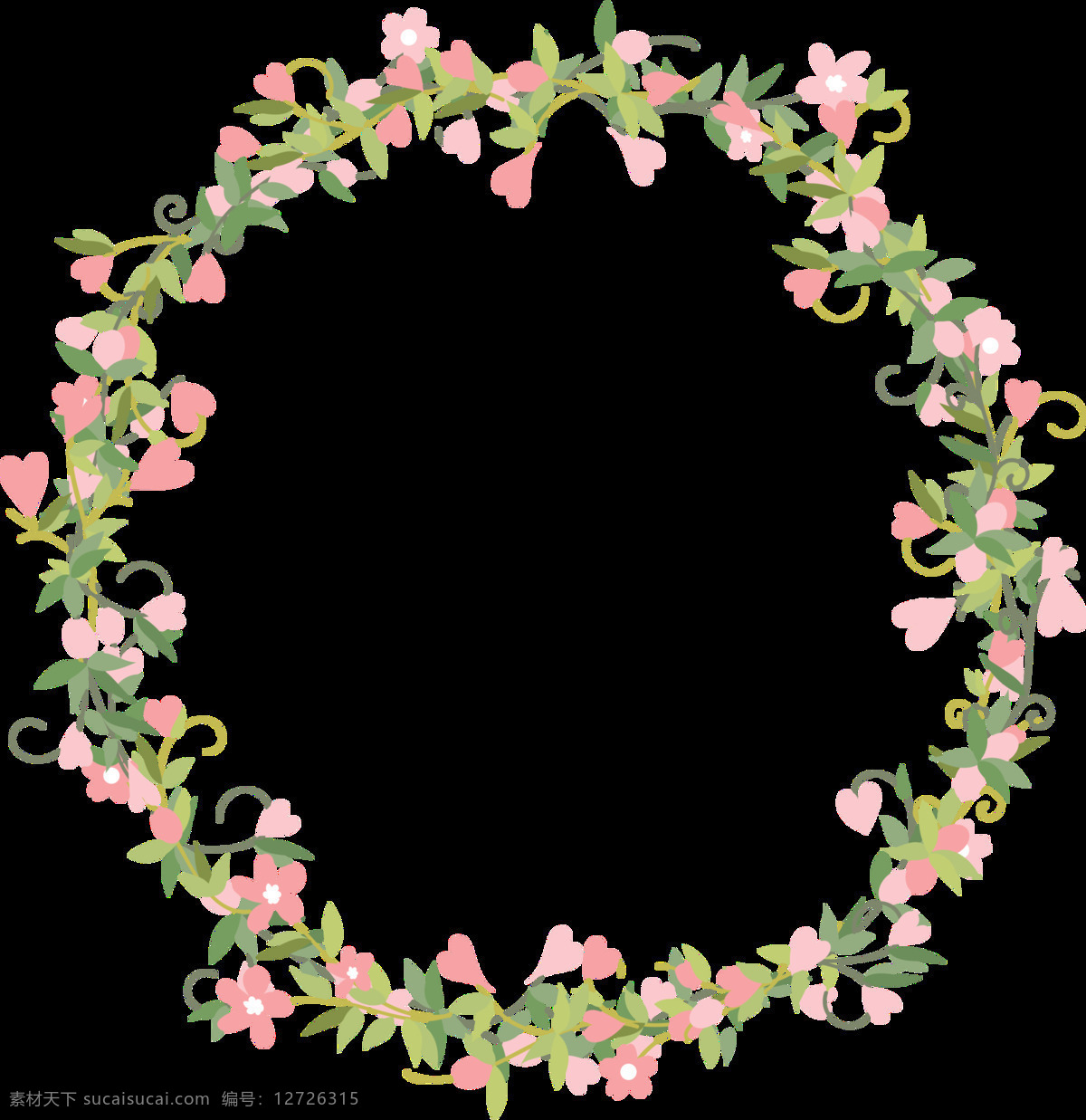 清新 少女 心 粉色 花朵 手绘 花环 装饰 元素 粉色花朵 飘落的花瓣 手绘花环 手绘水彩 手绘素材 素材唯美 鲜花
