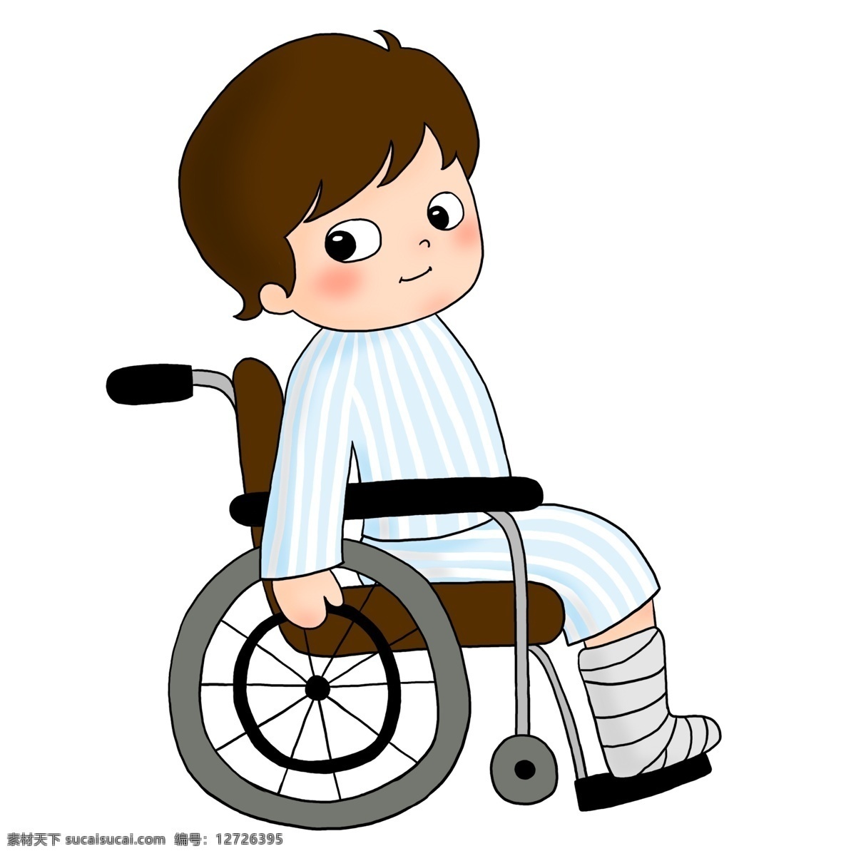 可爱 卡通 坐 轮椅 上 小 男孩 医疗 病人