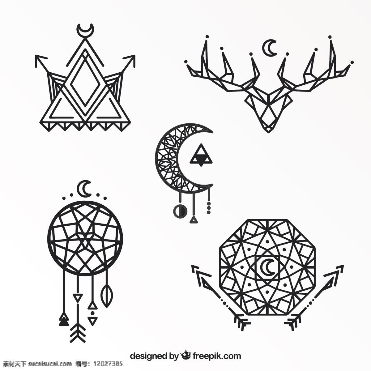几何 种族 纹身 集 手 线条 绘画 手绘 造型 艺术 月亮 鹿 水墨画 民族 多边形 几何图形 符号 线条艺术 皮肤 文化