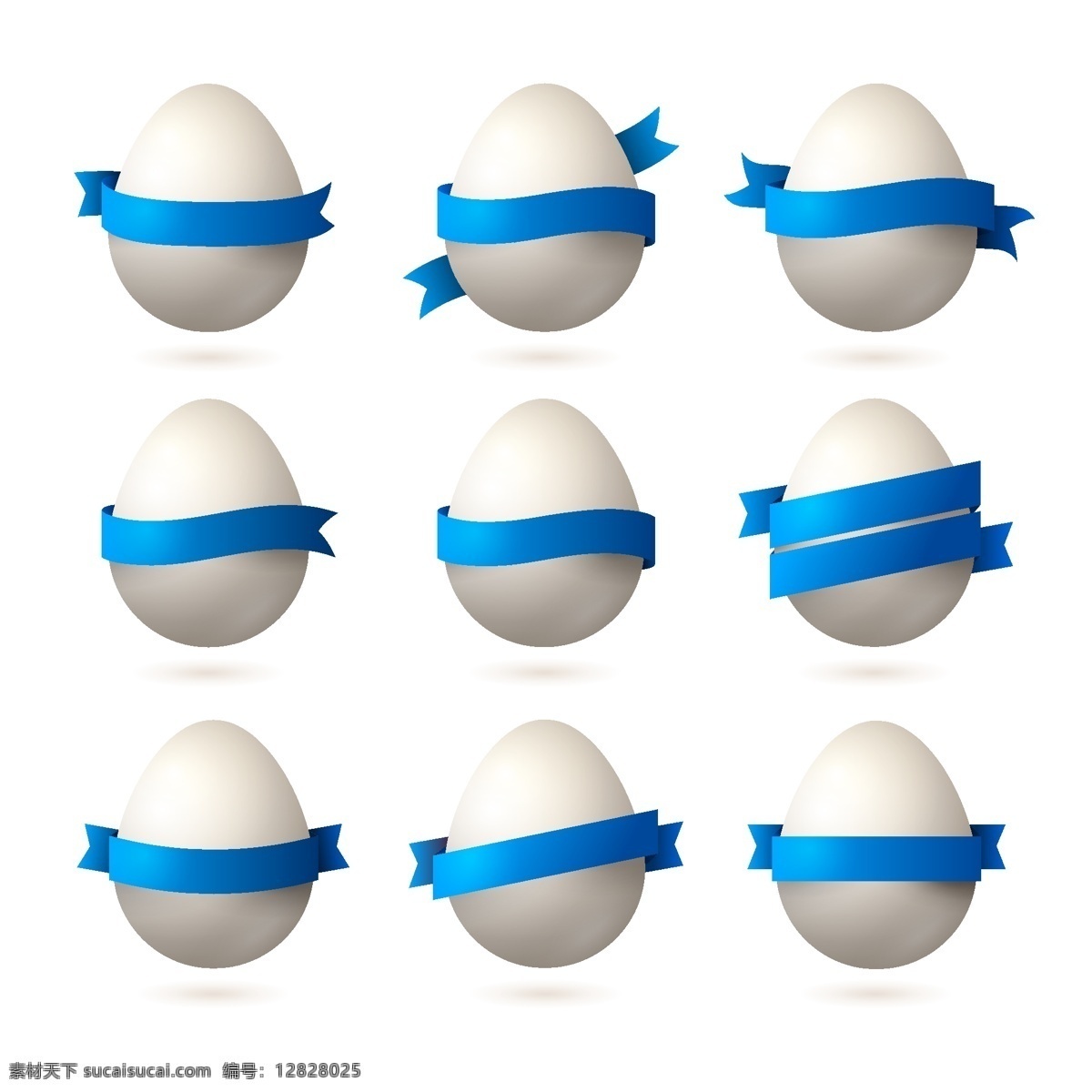 复活节 复活节海报 手绘 矢量 鸡蛋 蓝色丝带 节日素材 复活节背景 节日庆祝 文化艺术