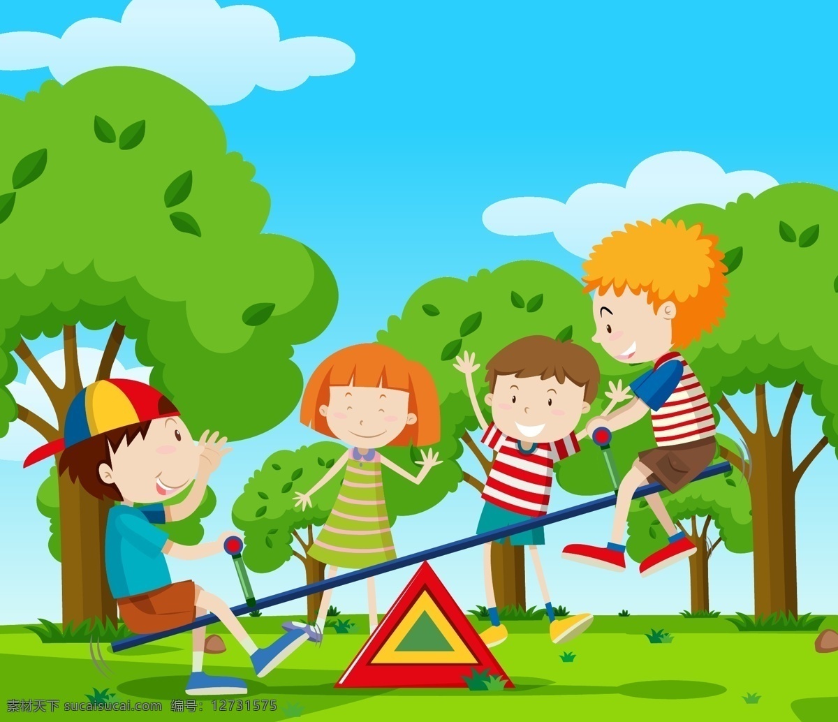 儿童游玩插画 户外儿童 风景 景观 户外孩子 儿童 童年 学生 活动 夏季 假日 假期 冒险 插图 图像 剪贴画 卡通设计