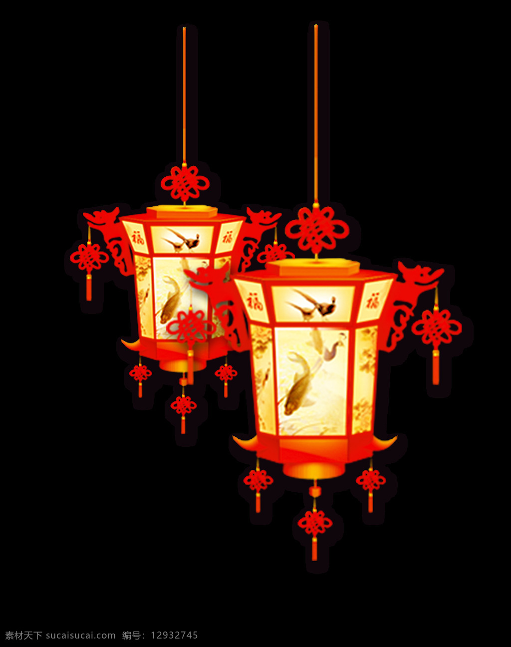鲜艳 彩色 灯笼 节日 元素 黄色灯笼 节日元素 中国风元素 中国结