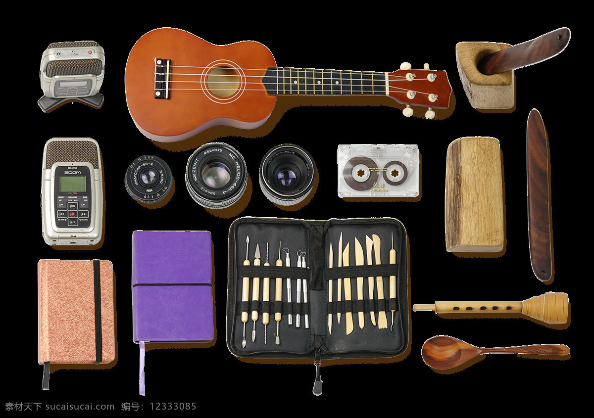 现代 生活 物品 元素 png元素 pos机 化妆包 吉他 卡包 免抠元素 钱包 勺子 透明素材