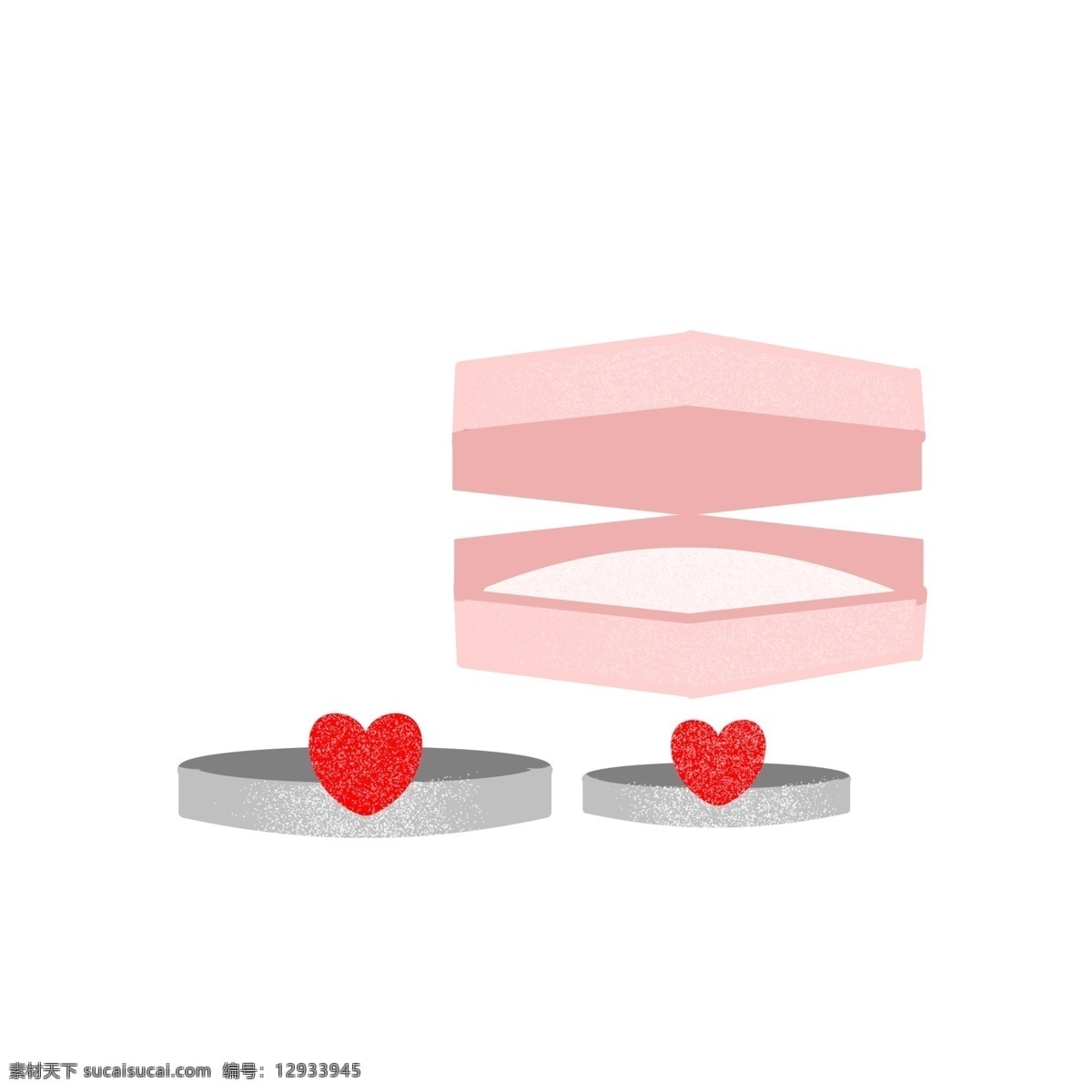 卡通 婚礼 戒 插画 求婚 爱心 爱情 结婚 卡通戒指 婚礼对戒 戒指插画 手绘戒指 红色爱心戒指 粉色盒子